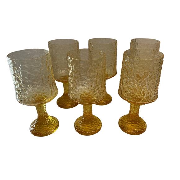 Vintage Lenox Impromptu Yellow water glasses Stemware set of 6